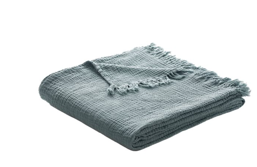 Muslin Blue Steel Throw Blanket 60"x70"