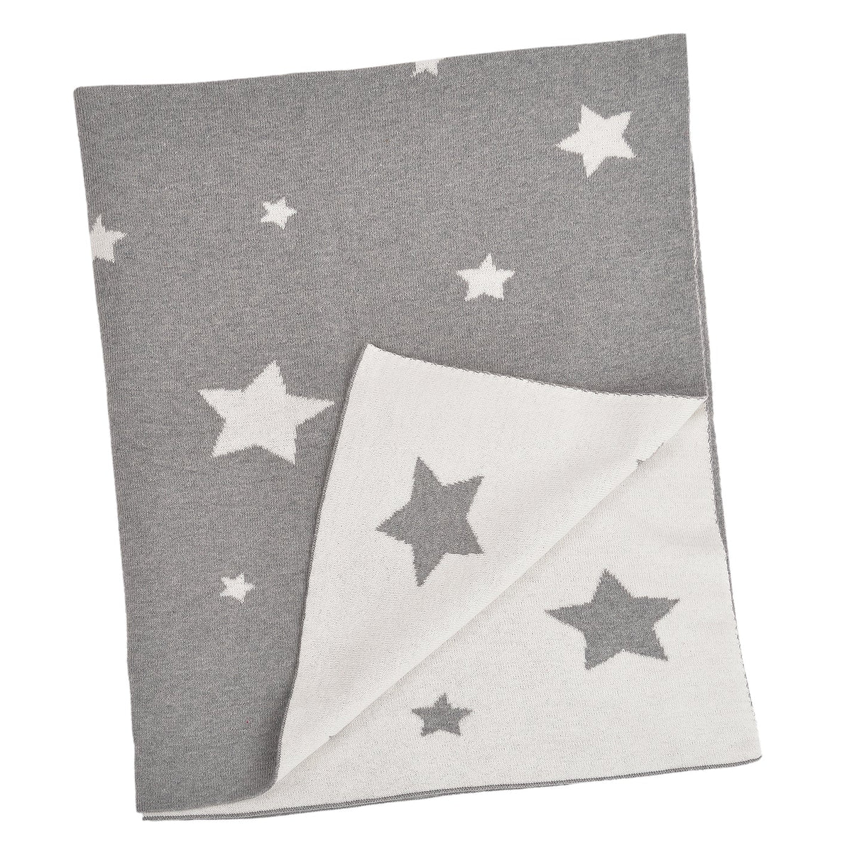 Baby Stars Blanket Grey/White Reversible 100% Cotton 30"x 40"