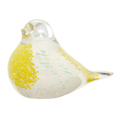 Bird Glass Paperweight White & Yellow