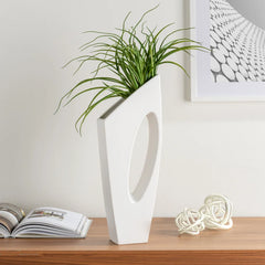 Vector 20h" Tall Ceramic Vase Matte White