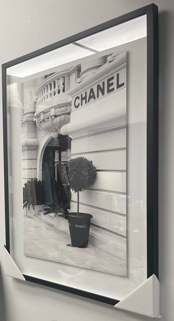 Chanel Black & White Framed Art 12.5"x15.5"