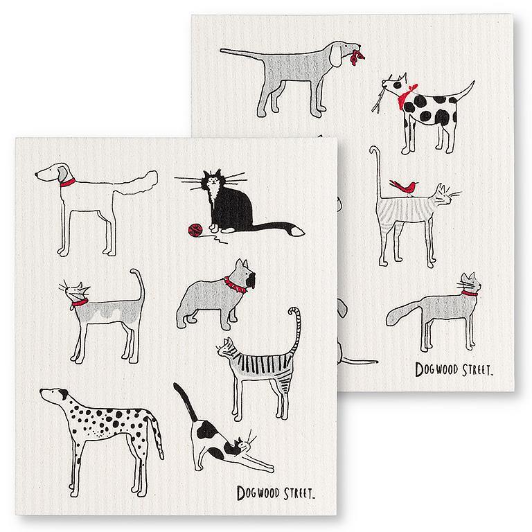 The Amazing Swedish Dishcloth Dogs & Cats Dishcloths. Set of 2