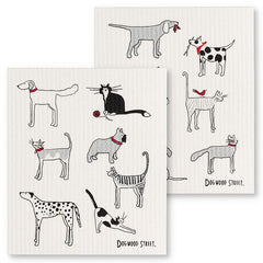 The Amazing Swedish Dishcloth Dogs & Cats Dishcloths. Set of 2
