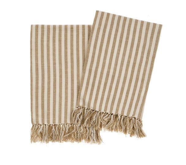 Bengal Stripe Hammam Hand Towels S2 - Warm Sand