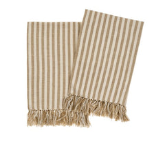 Bengal Stripe Hammam Hand Towels S2 - Warm Sand