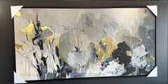 Gold Leaf Abstract Wall Art with Floating Frame
