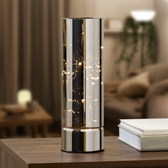 Smoke Mirror LED Hurricane Decor Lamp 11.75"H