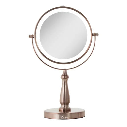 LED Vanity Tabletop Mirror Rose Gold 1X/10X Zoom