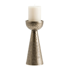 Makira Hammered Antique Brass Pillar 10.5"H
