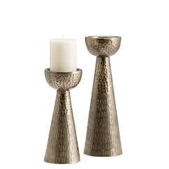 Makira Hammered Antique Brass Pillar 10.5"H