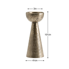 Makira Hammered Antique Brass Pillar 10.5"H