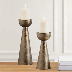 Makira Hammered Antique Brass Pillar 10.5"H
