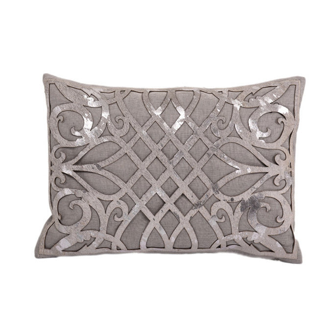 Merida 14"x20" Genuine Leather Cushion Silver
