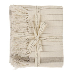 Pinstripe Hammam Hand Towels 2 - Stone