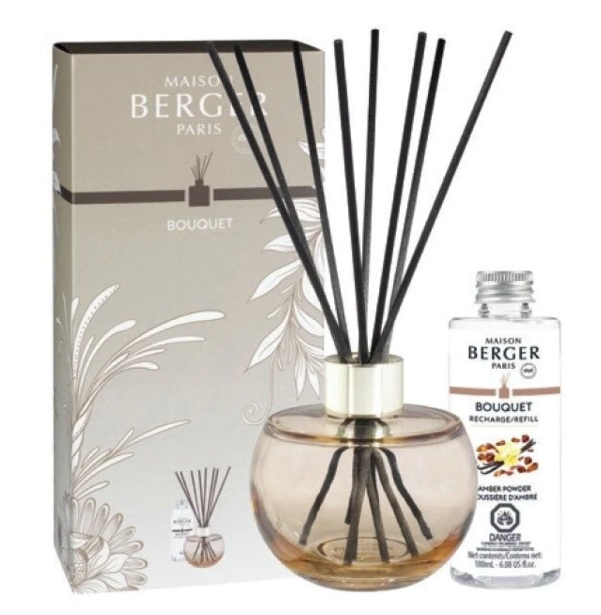 Maison Berger Bouquet Holly Beige Amber Powder Reed Diffuser Set