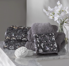 Glitz & Glam 3 Piece Decorative Towel Set - Grey