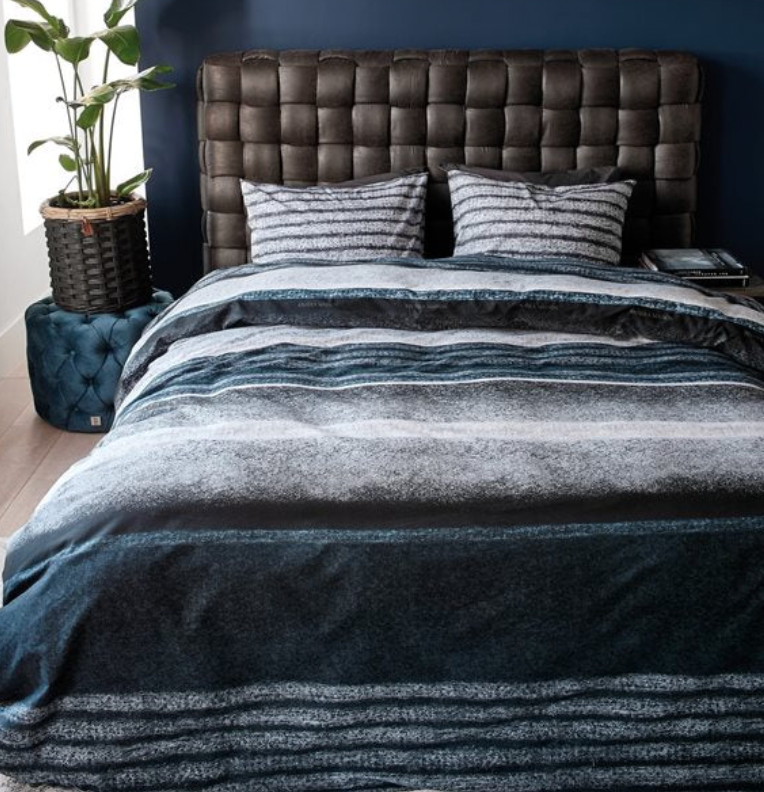 Riviera Maison Mohair Blue Queen Duvet Cover Set with Shams