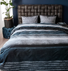 Riviera Maison Mohair Blue Queen Duvet Cover Set with Shams
