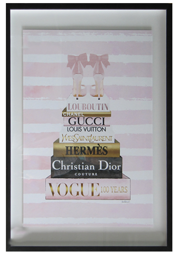 Gold Striped Background with Shoes Print