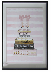 Gold Striped Background with Shoes Print