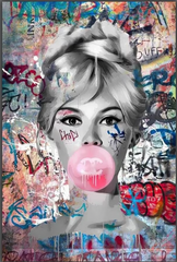 Bridgette Bardot Bubble Gum Graffiti Framed Print