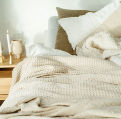 Lina Linen Duvet Cover Set with Shams Ivory
