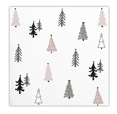 Ceramic Tray with Christmas Village All Over Trees Cocktail Napkins