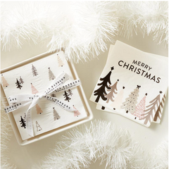 Ceramic Tray with Christmas Village All Over Trees Cocktail Napkins