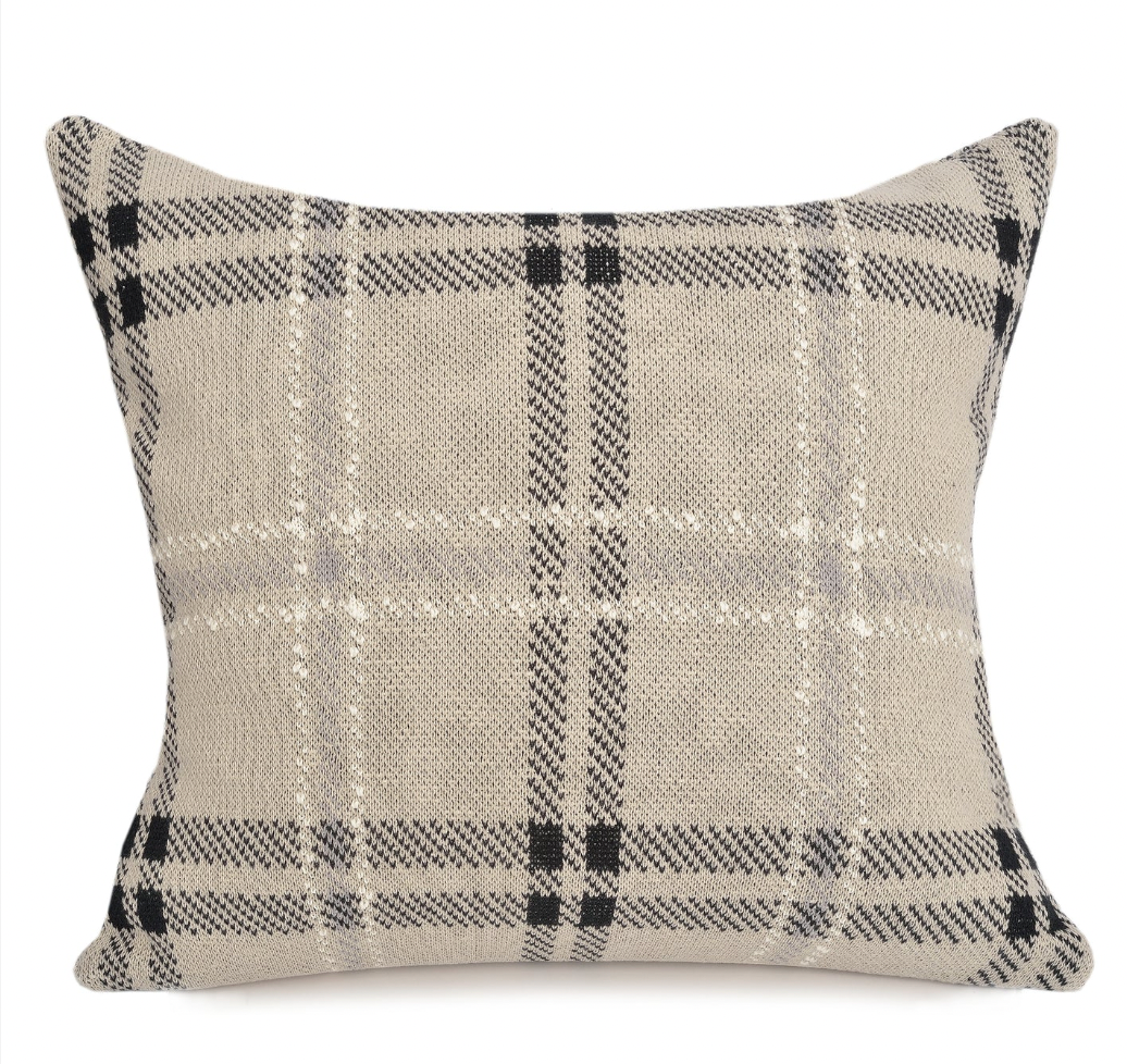 Oliver Chunky Plaid Cotton Cushion 22"x22" Sand