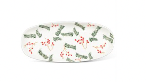 Pine & Berries Oval Tray 5"x12"L