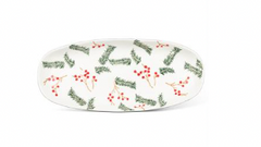 Pine & Berries Oval Tray 5"x12"L