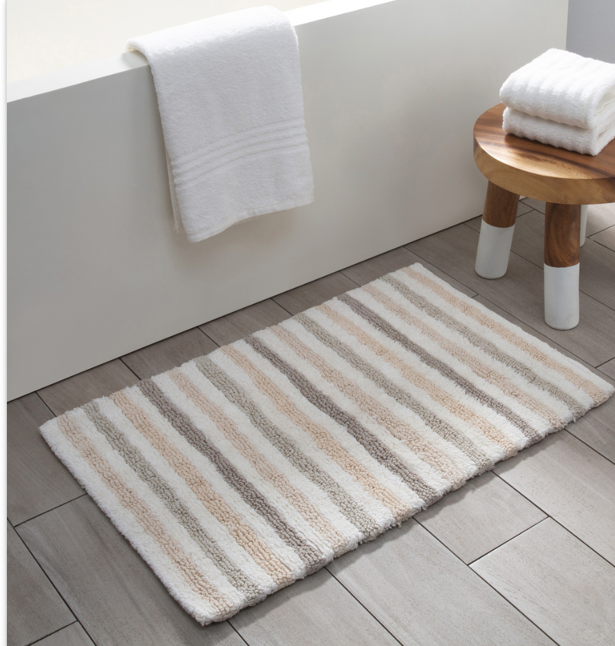 Field Stripe Bath Mat Reversible 100% Cotton 20"x30"