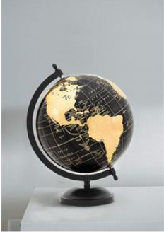 Latitude Globe On Stand Black & Gold