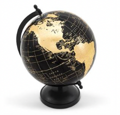 Latitude Globe On Stand Black & Gold