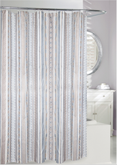 Aztec Shower Curtain Jacquard Fabric Blue/Silver/Taupe Shower Curtain