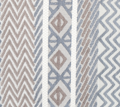 Aztec Shower Curtain Jacquard Fabric Blue/Silver/Taupe Shower Curtain