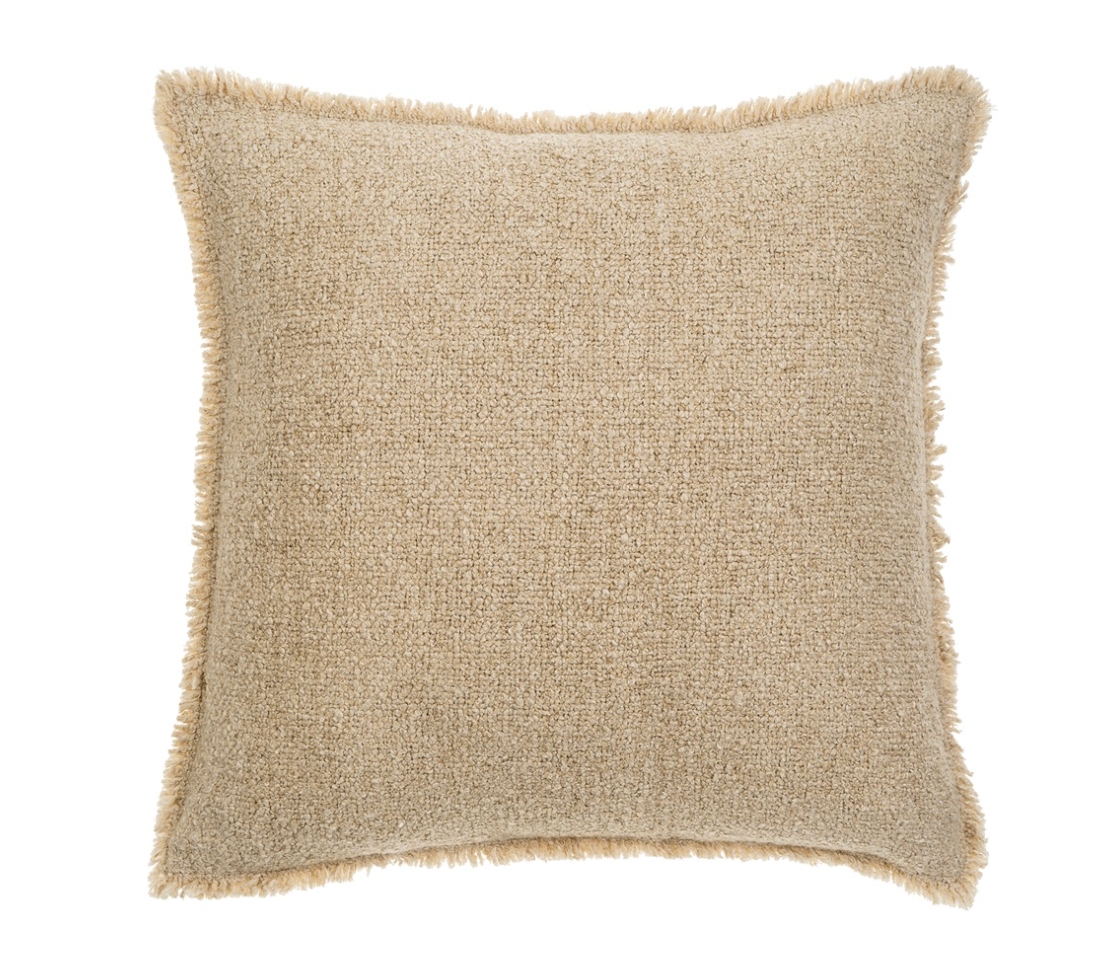 Fringed Boucle Cushion Light Sand 20"x20"
