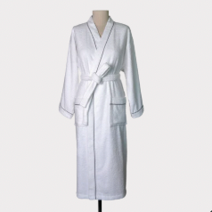 Talesma Kimono Bathrobe With Binding White/Grey