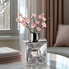 Rialto Shiny Silver Ceramic Bottle Vase