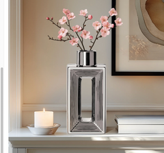 Rialto Shiny Silver Ceramic Bottle Vase