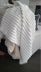 Chenille Corded Throw Blanket Natural Linen Backing