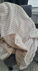 Chenille Corded Throw Blanket Natural Linen Backing