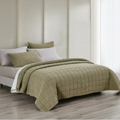 Squares 100% Cotton Coverlet Set With Shams