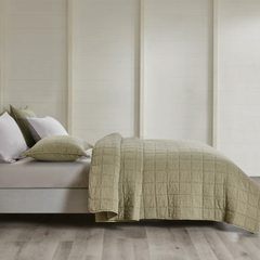 Squares 100% Cotton Coverlet Set With Shams