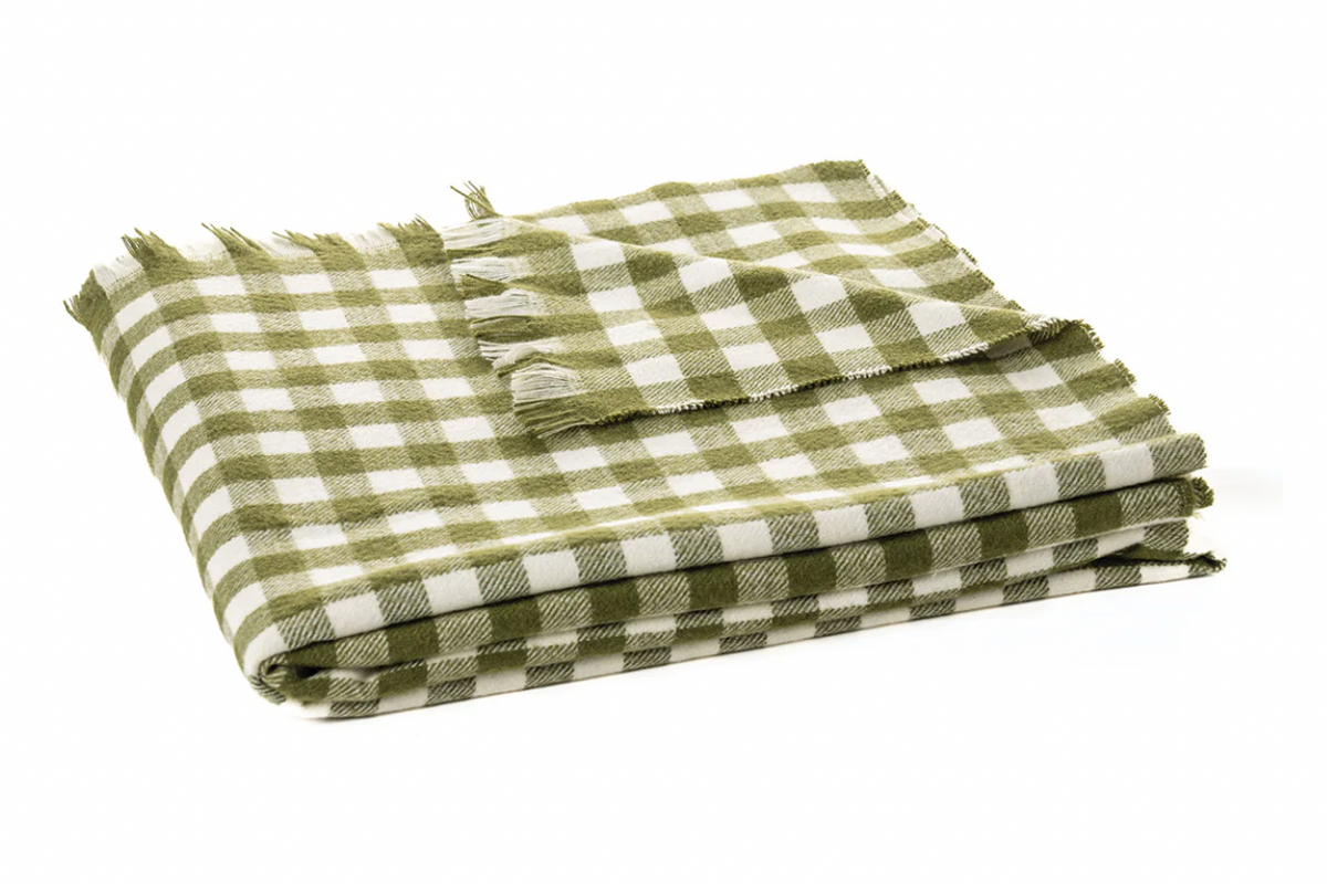 Manos Green Checkered Throw Blanket 50"x60"