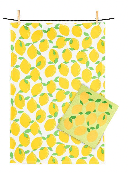 Lemons Dishcloth & Kitchen Tea Towel Set