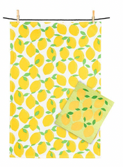 Lemons Dishcloth & Kitchen Tea Towel Set