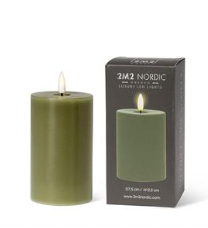 Luxlite Flameless LED Pillar Candle Green
