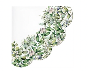Round Winter Greenery Napkins 6.5"