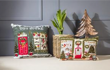 Christmas Village Gift Shop Lumbar Decorative Cushion 12"x15"